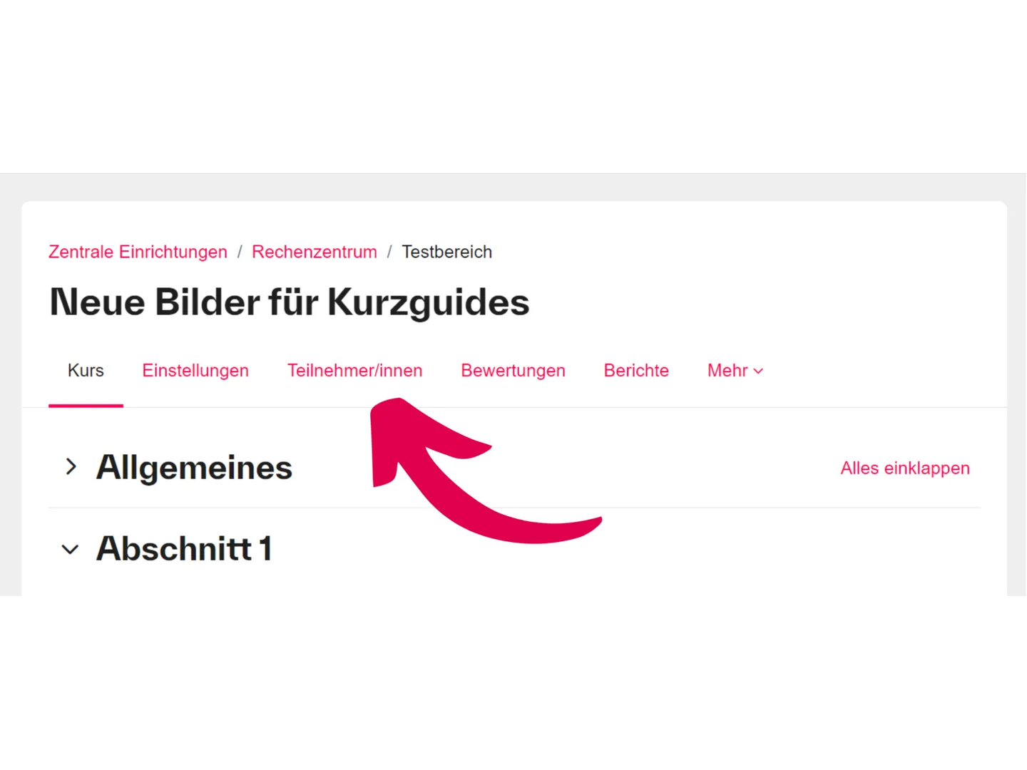 Screenshot der Moodle-Kursnavigation mit dem Menüpunkt Teilnehmer/innen