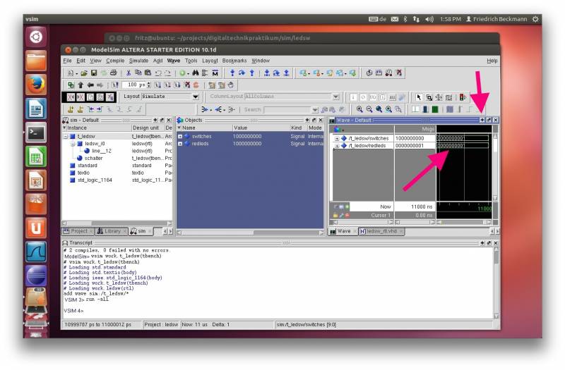  Modelsim Waveform Window maximize