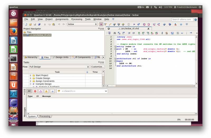  Quartus Projekt eingerichtet ohne Pins