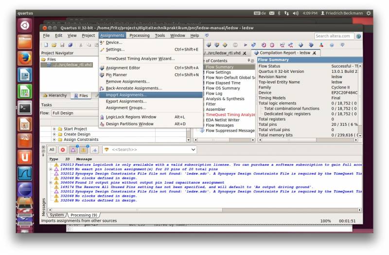  Quartus Import Assignments