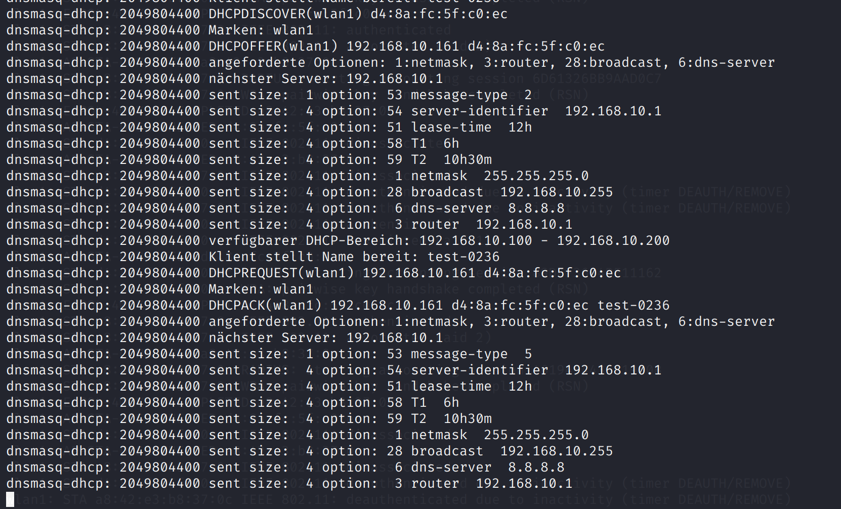 DHCP-Log des Servers