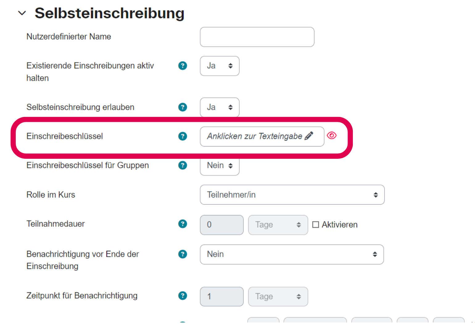 Einschreibeschlüssel