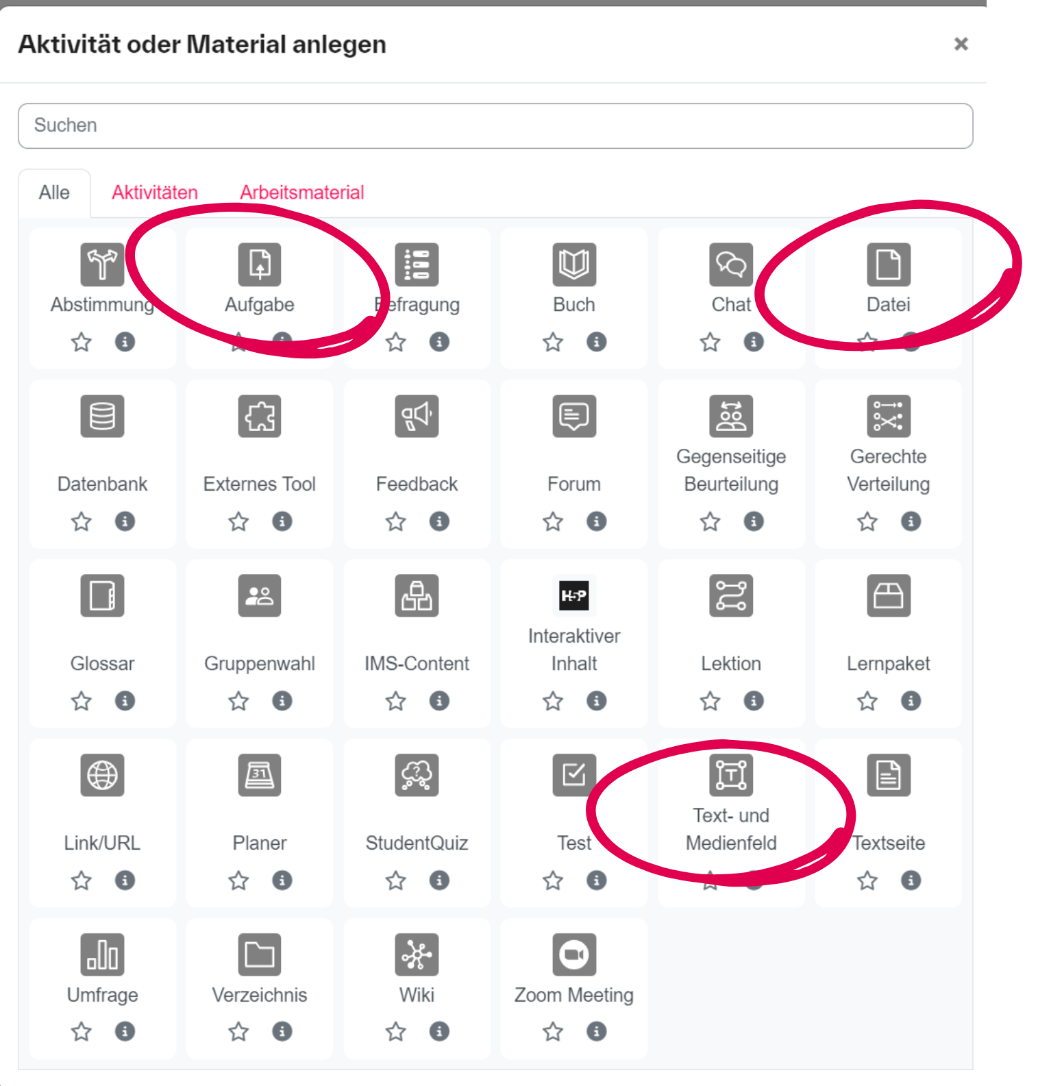 Aktivitäten und Materialien Aktivitäten und Materialien