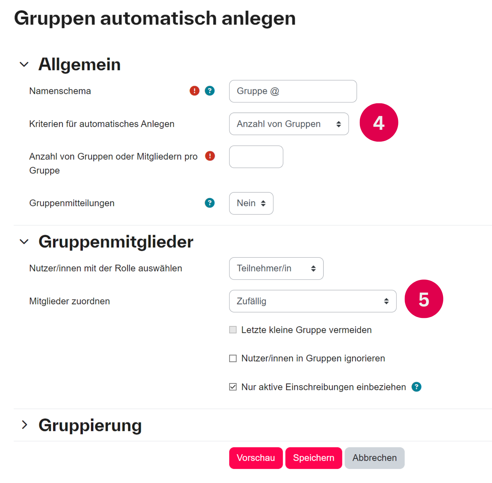 Gruppen automatisch erstellen Gruppen automatisch erstellen