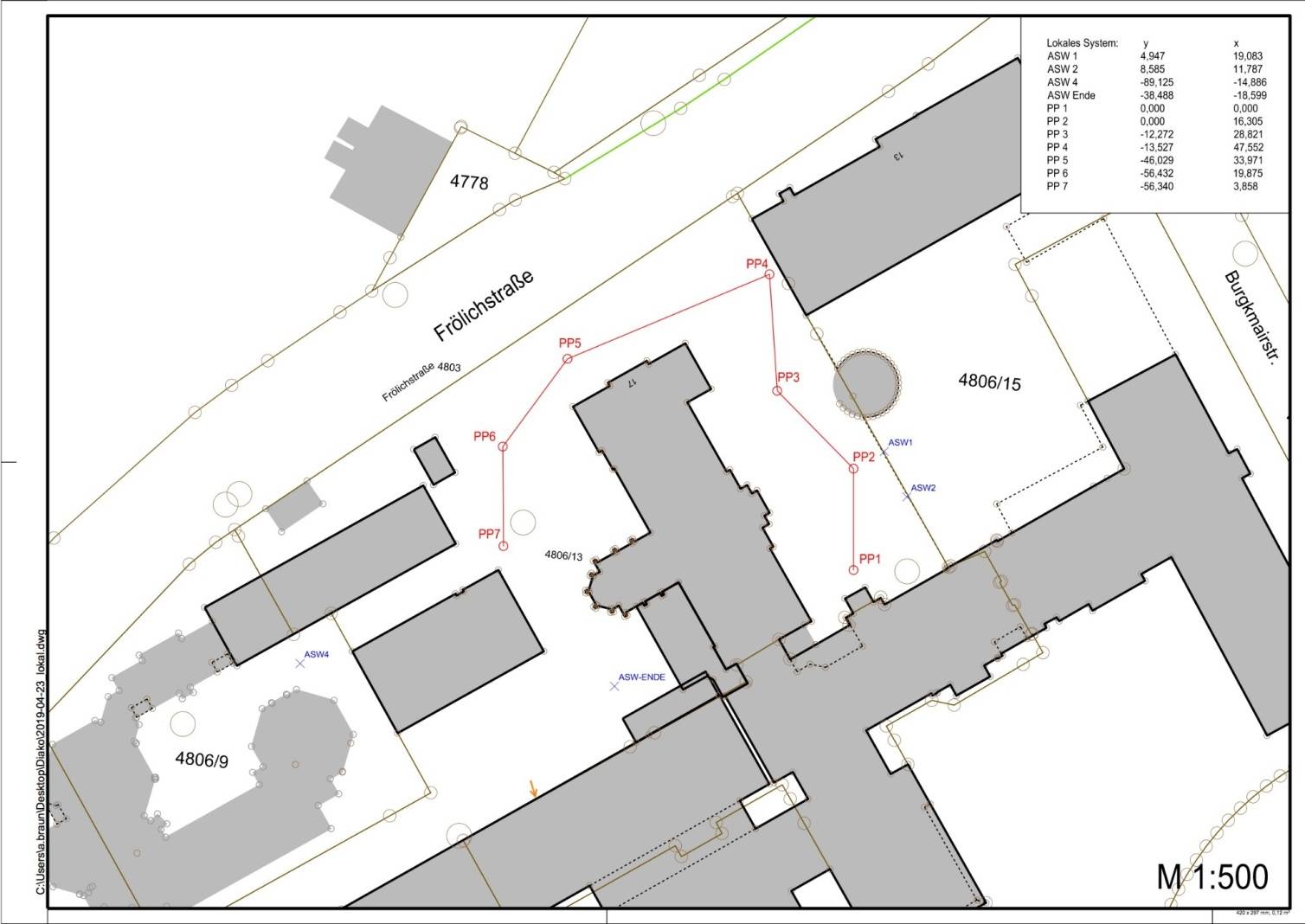 Polygonzug zur Vorbereitung der digitalen Datenerhebung
