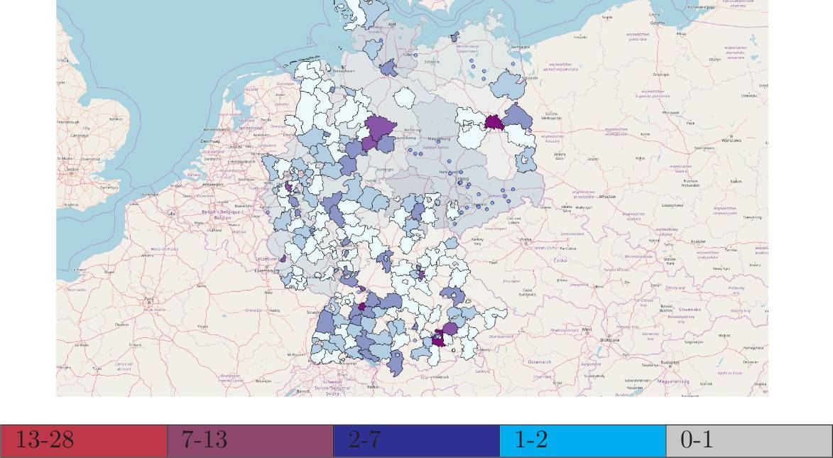 Risikolagebild – Anzahl der gefundenen Schwachstellen auf Kreisebene.