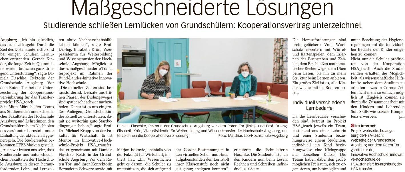 Wochenzeitung extra, 14.04.2021, S. 3: Maßgeschneiderte Lösungen