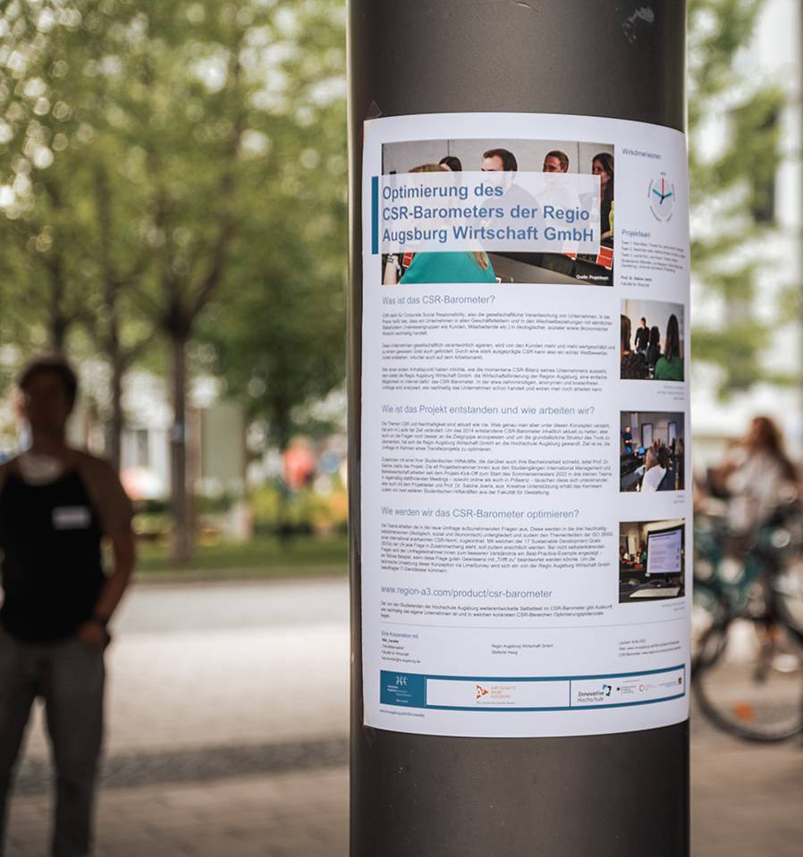 Das Projektposter CSR-Barometer. Projektleitung: Prof. Dr. Sabine Joeris, Fakultät für Wirtschaft