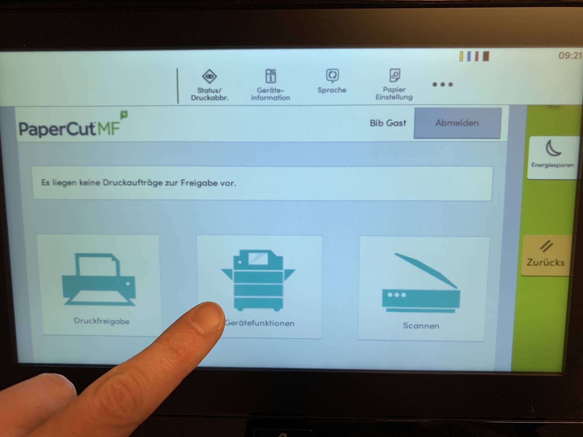 "Gerätefunktionen" antippen "Gerätefunktionen" antippen