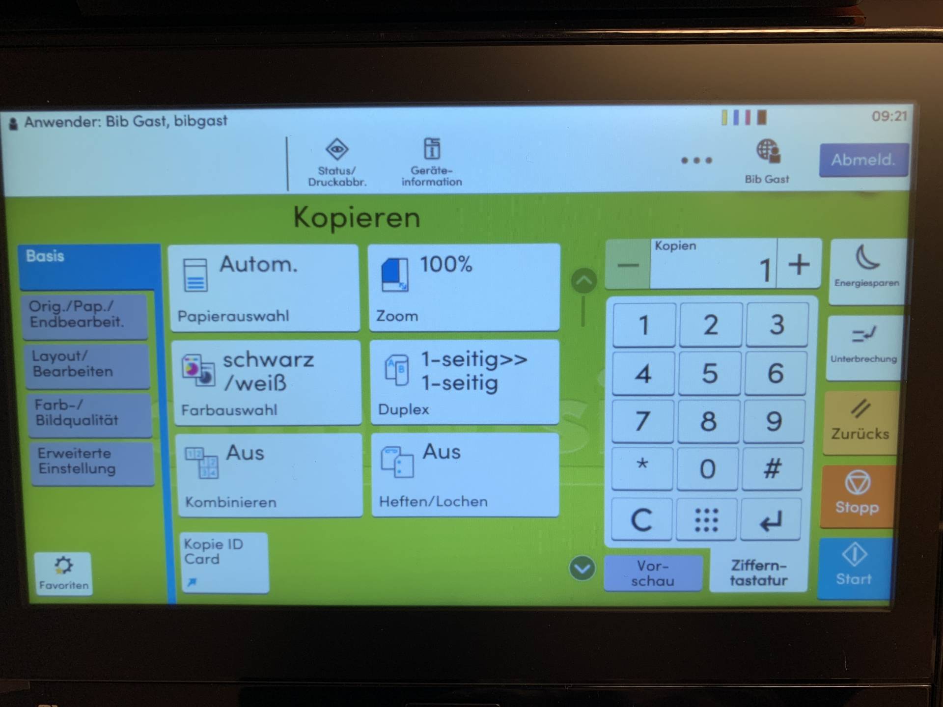 Kopiereinstellungen Kopiereinstellungen