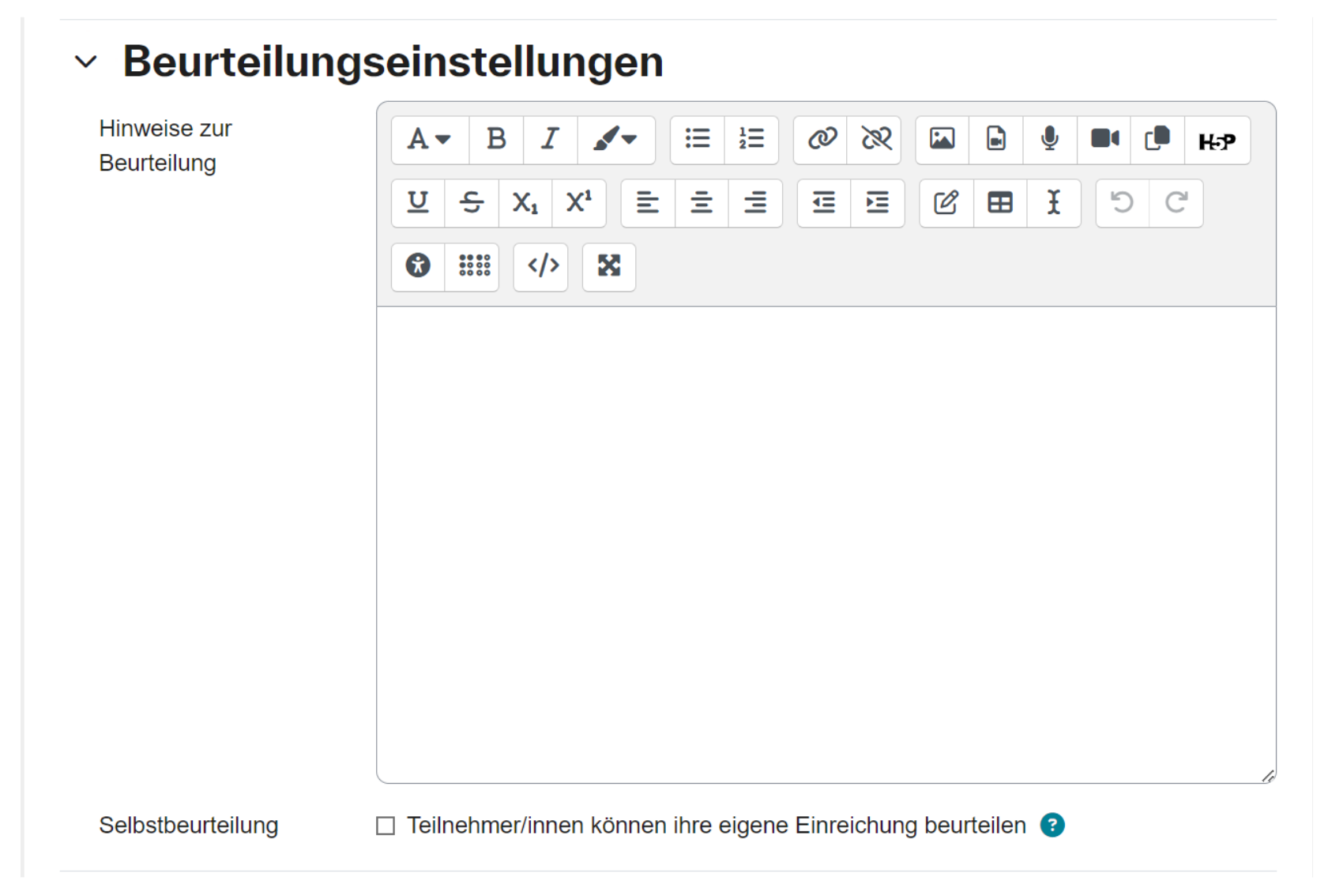 Beurteilungseinstellungen