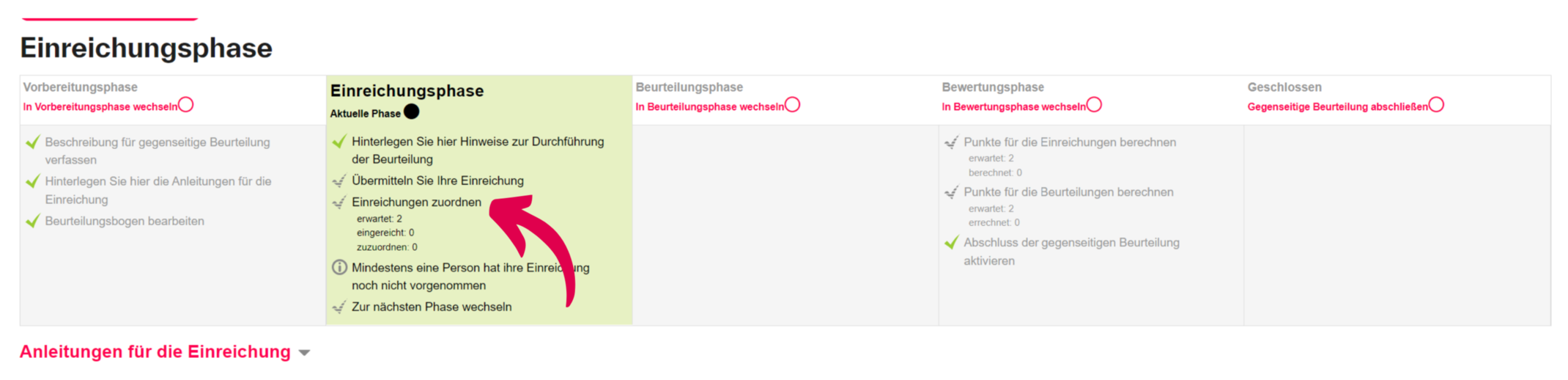 Einreichungen zuordnen
