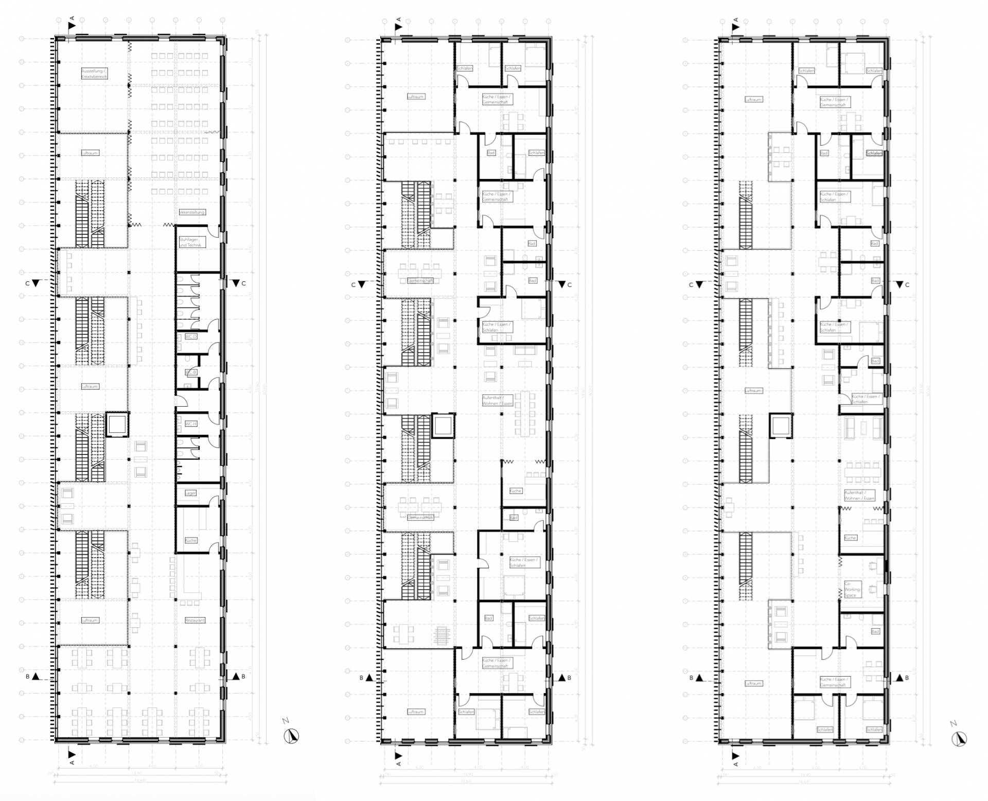 Grundriss 1. OG, 2. OG, 3. OG