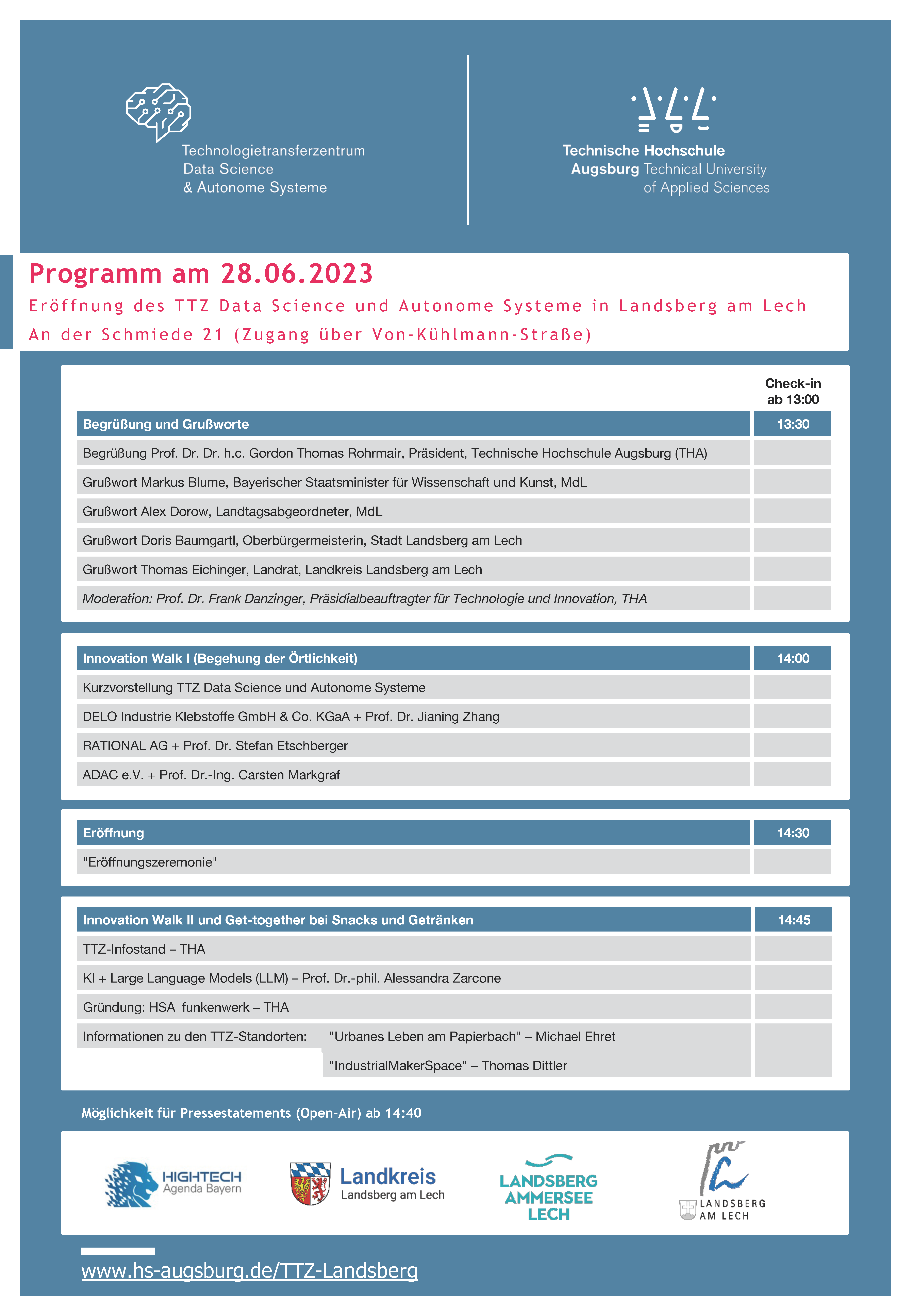 TTZ-Landsberg: Programm zur Eröffnung