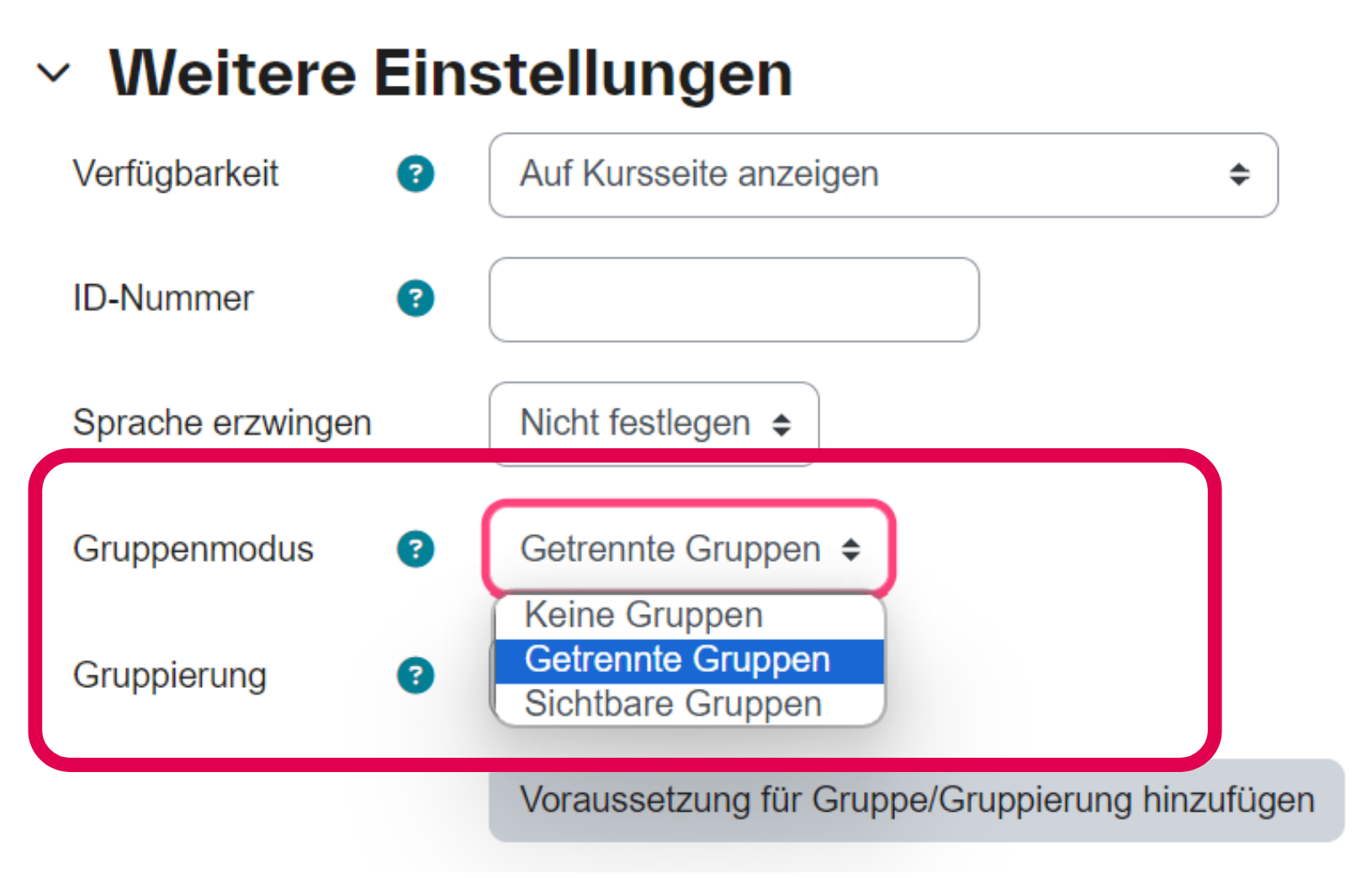 Gruppenmodus Gruppenmodus