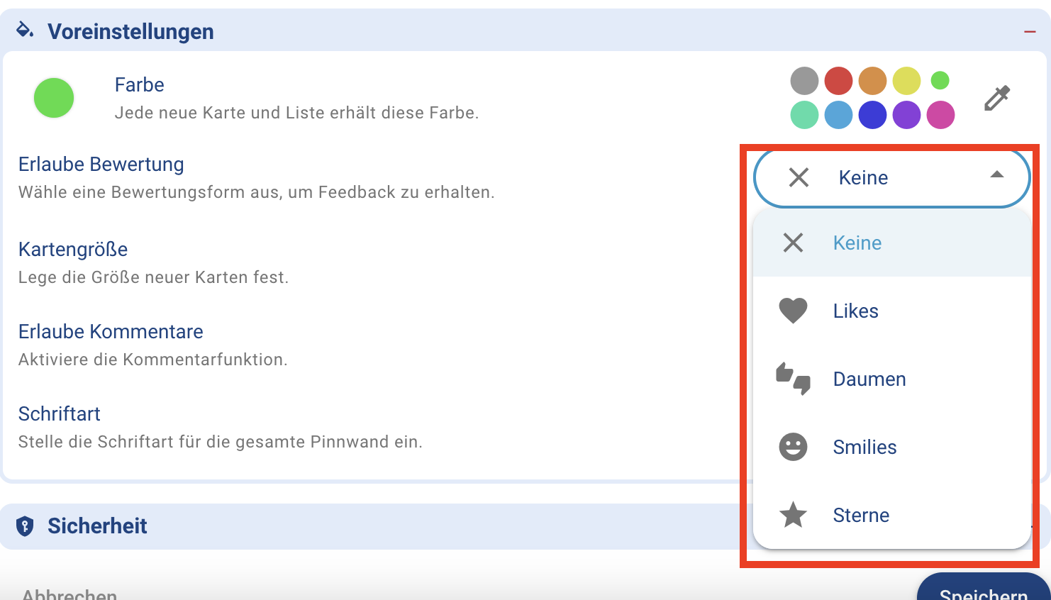 Abb. 4: Bewertungsform wählen