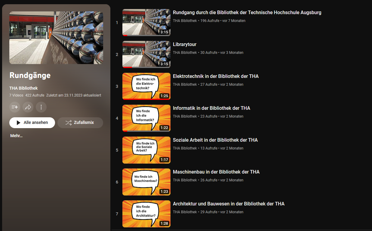 Playlist Rundgänge Bibliothek Playlist Rundgänge Bibliothek