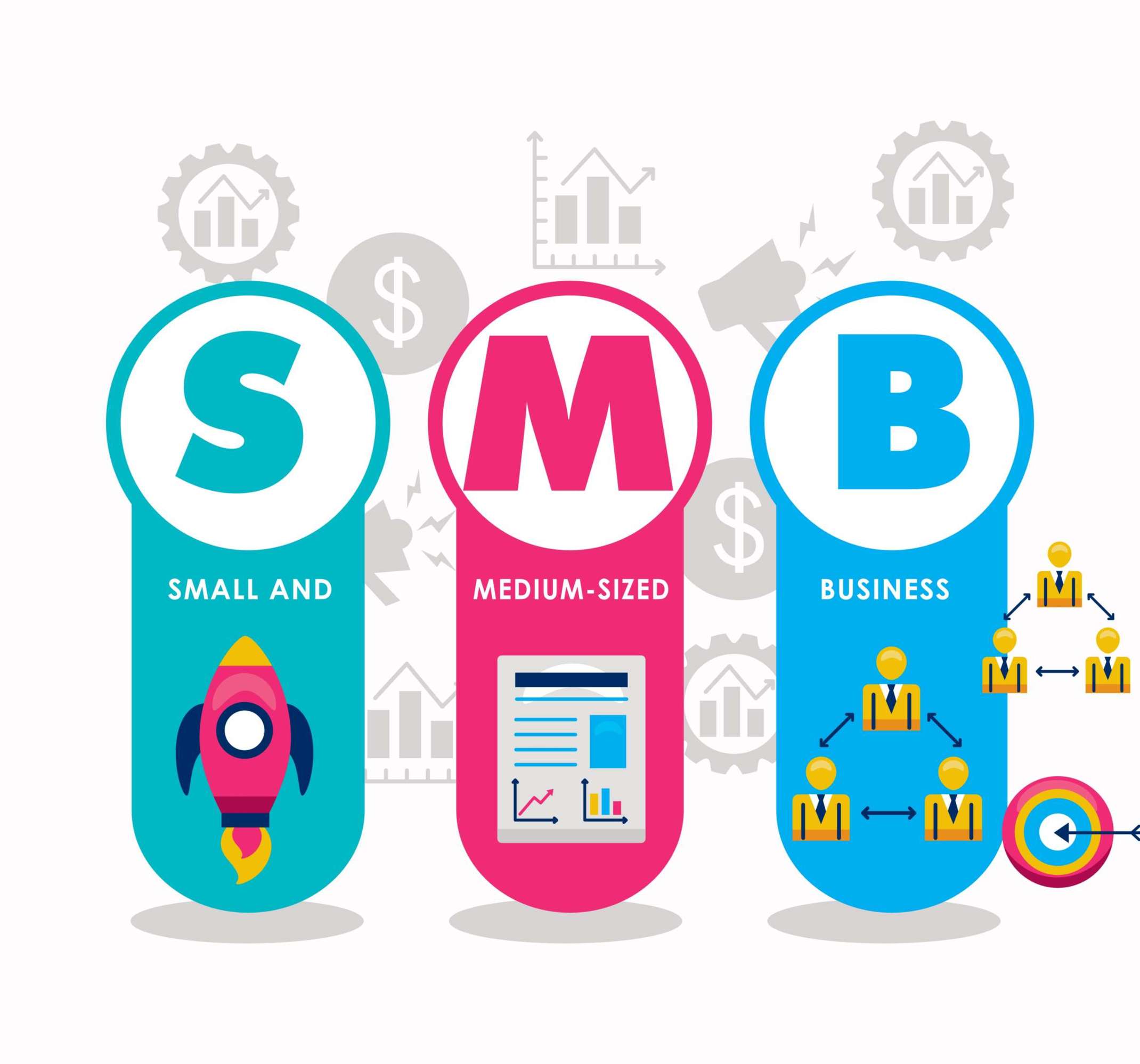 Illustrationsgrafik mit Small, Medium und Big Companies