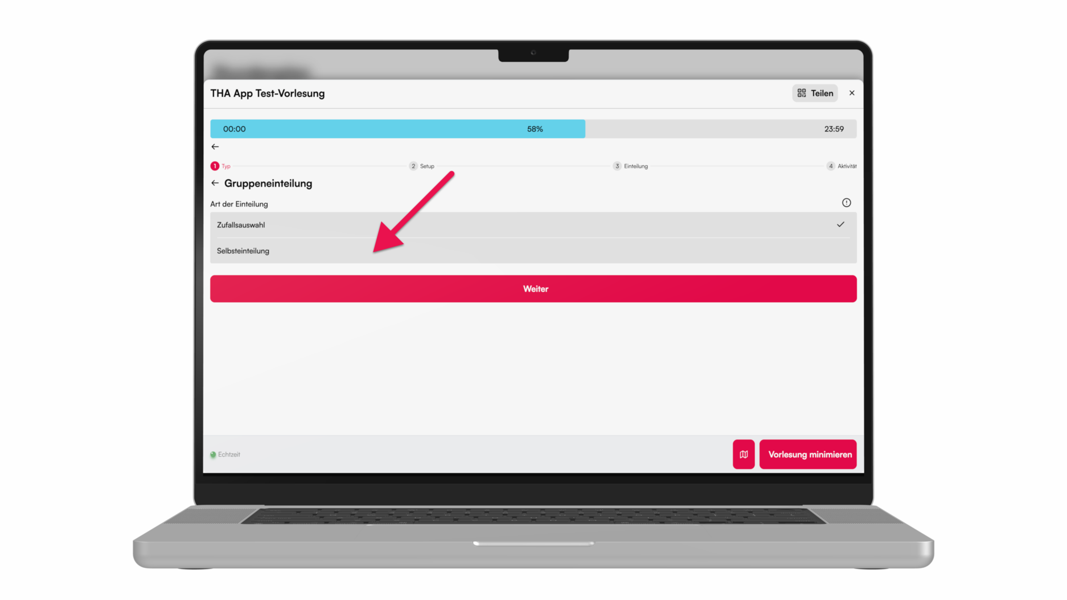 Gruppeneinteilung wählen