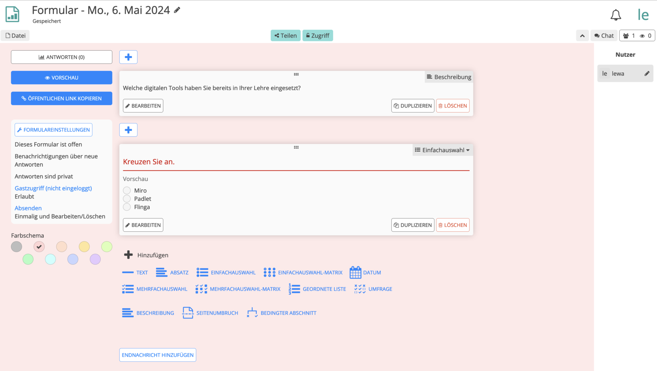 Beispiel: Erstellung einer Umfrage mit CryptPad