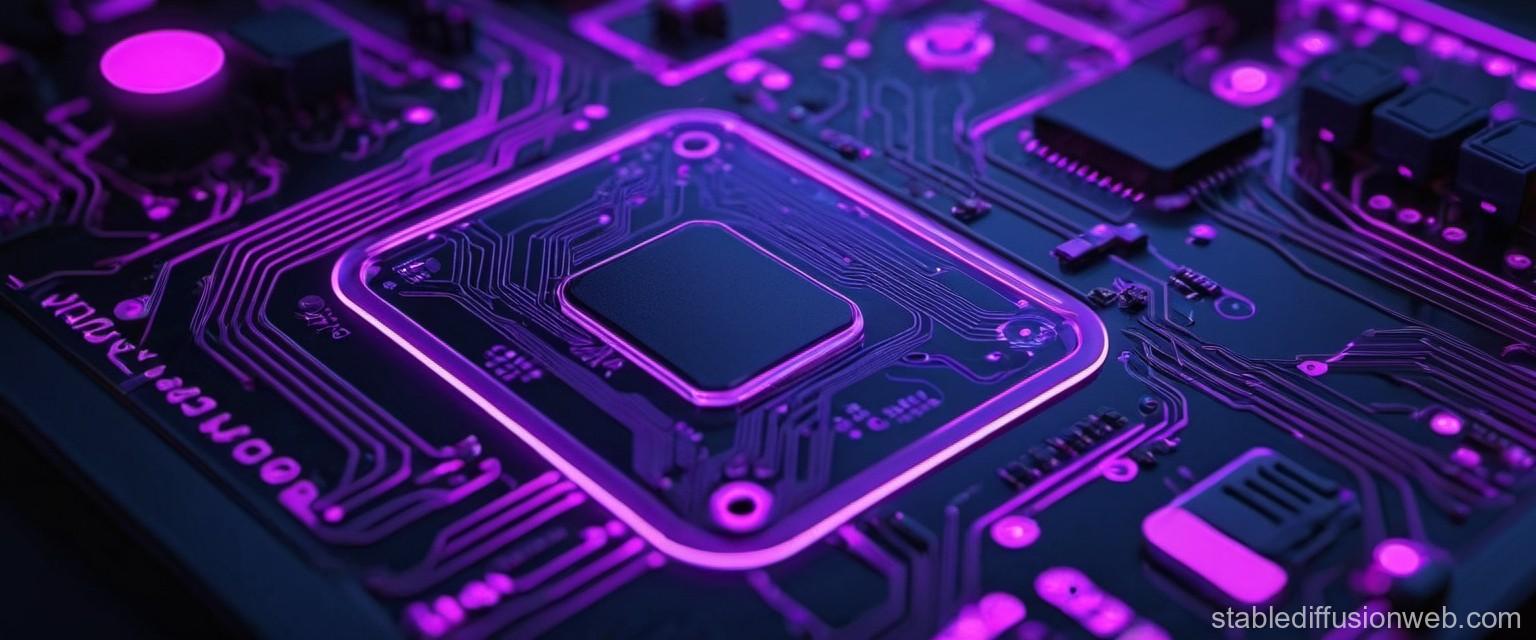 Leiterplatine mit violettem Licht Leiterplatine mit violettem Licht