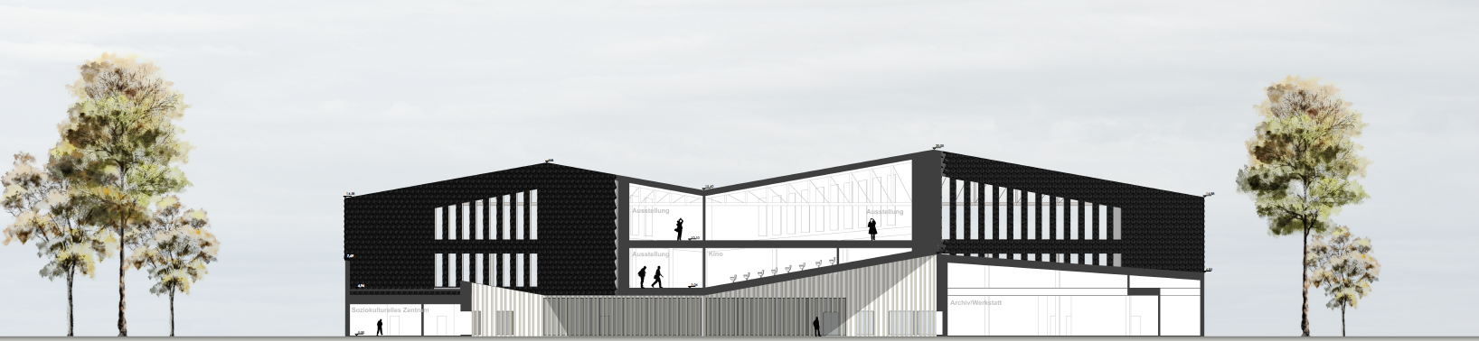 Schnitt 1:200 (Quelle: schwarz.weiß Postpräsentation Schwabl/Amann/Lau).