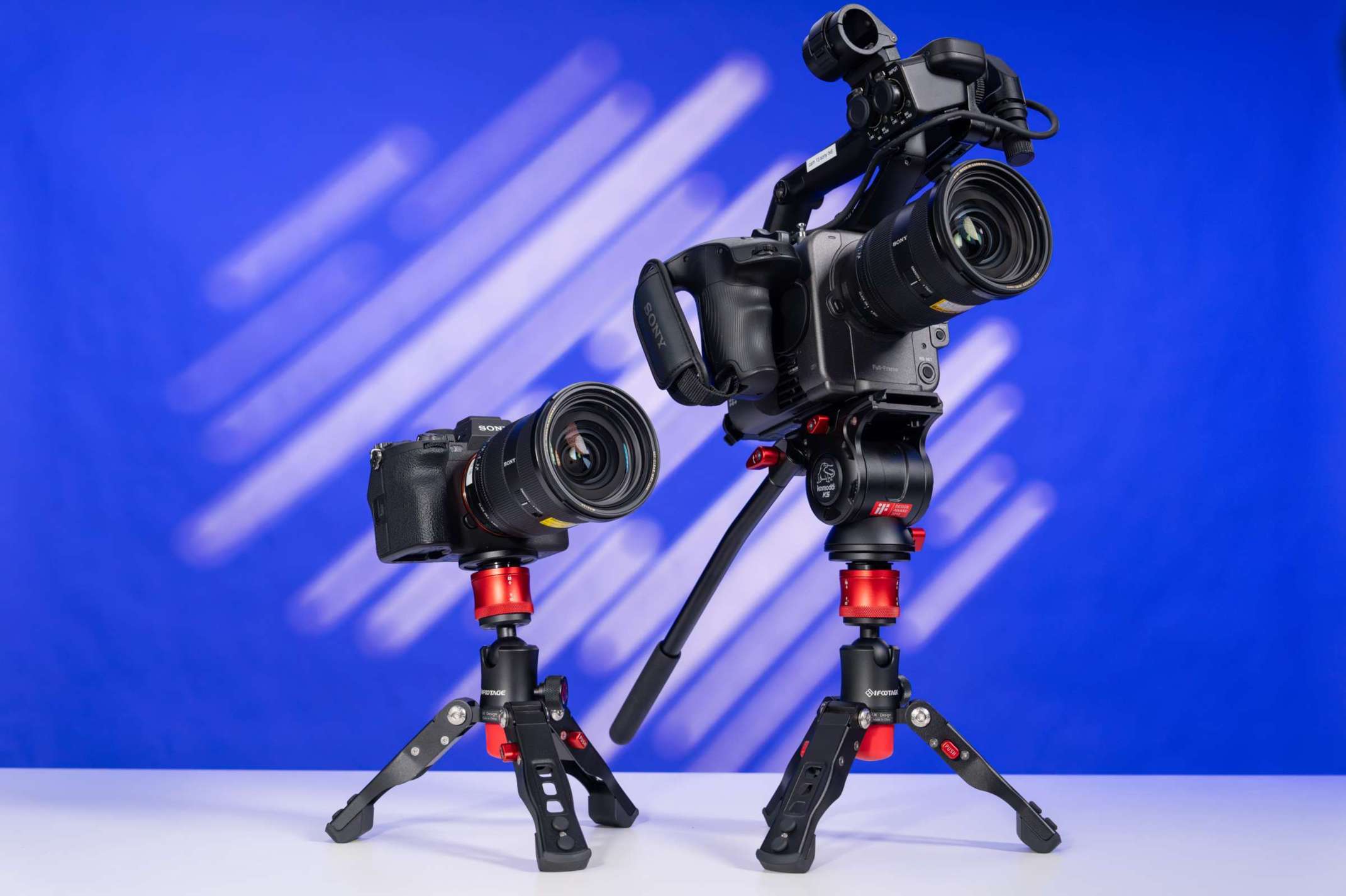 The two main cameras of the media studio in profile