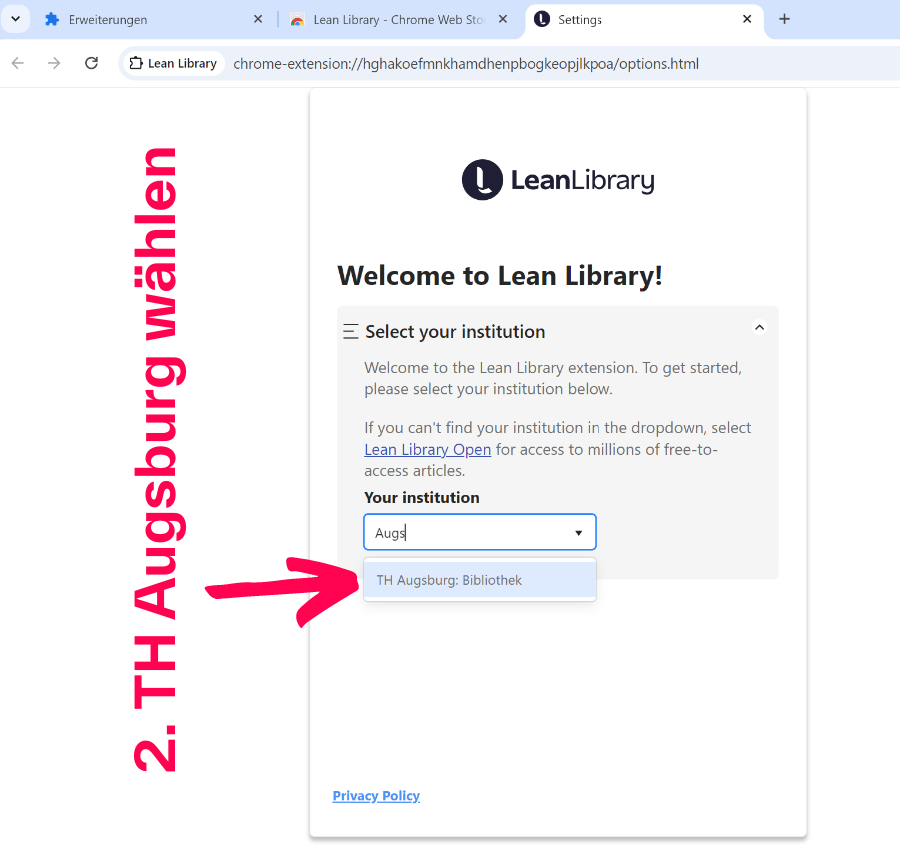 Wahl der Institution Wahl der Institution