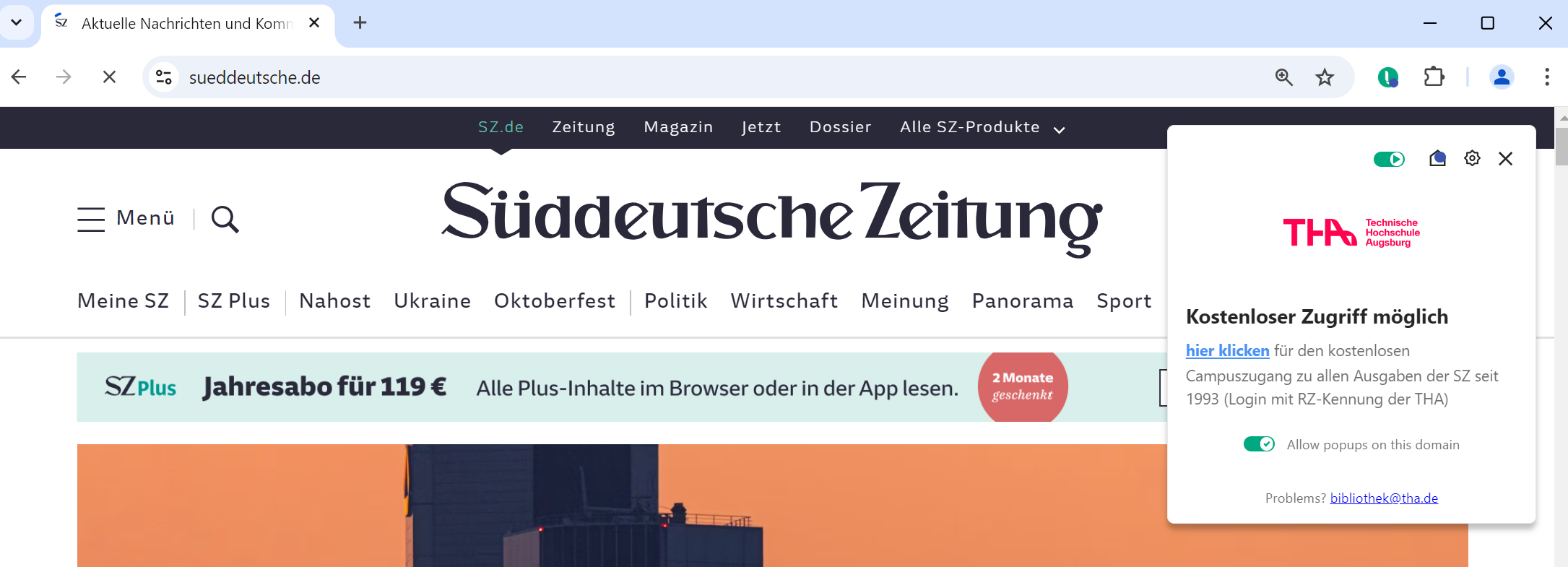 Zeitung, die über eine andere Plattform kostenlos über eine Campuslizenz verfügbar ist Zeitung, die über eine andere Plattform kostenlos über eine Campuslizenz verfügbar ist