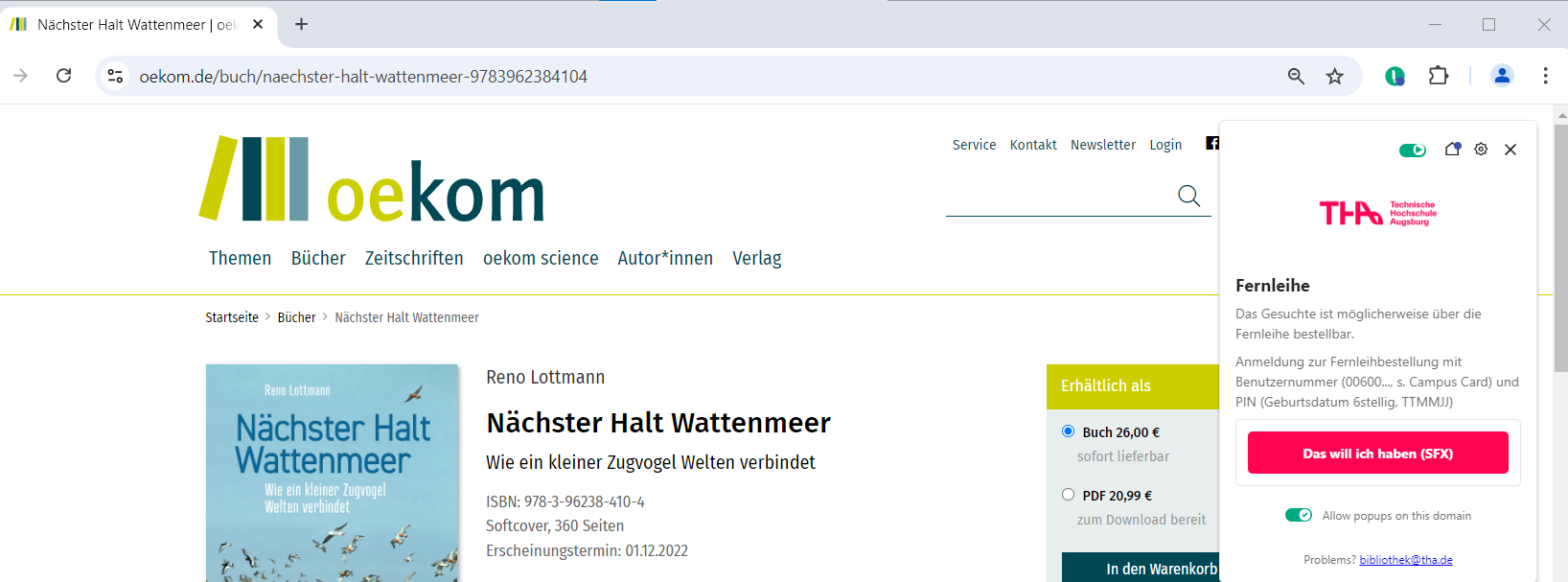 Buch, das nicht im Bibliotheksbestand der THA vorhanden ist, über die Fernleihe bestellen Buch, das nicht im Bibliotheksbestand der THA vorhanden ist, über die Fernleihe bestellen