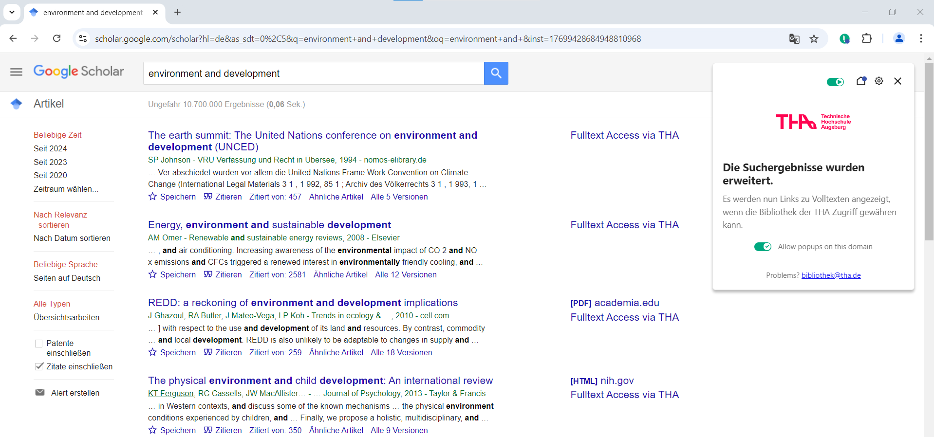 Fulltext Access via THA Fulltext Access via THA