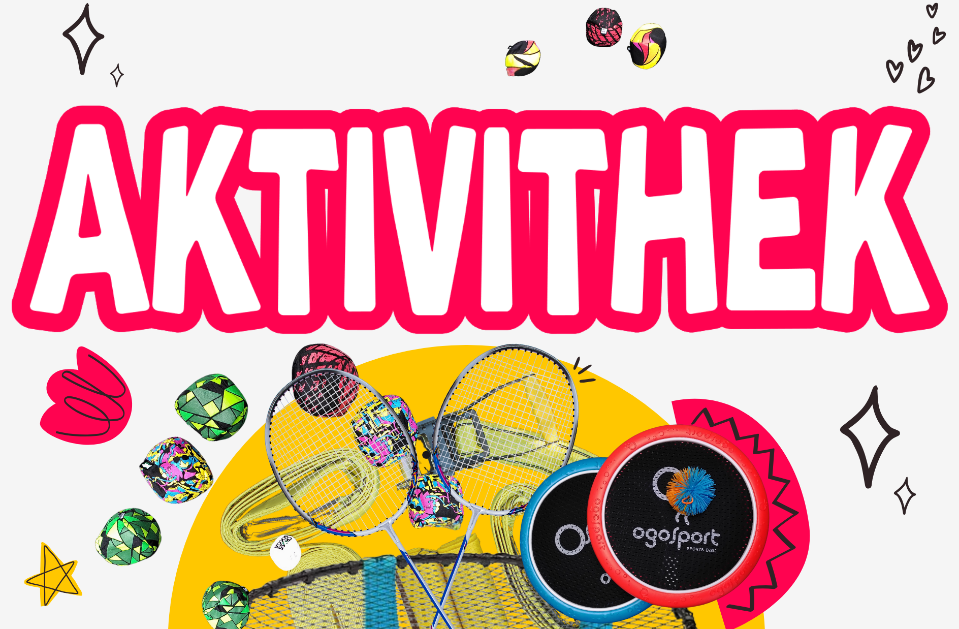 Dieses Bild zeigt das Logo der Aktivithek mit den zum Verleih stehenden Sport- und Spielgeräten Dieses Bild zeigt das Logo der Aktivithek mit den zum Verleih stehenden Sport- und Spielgeräten