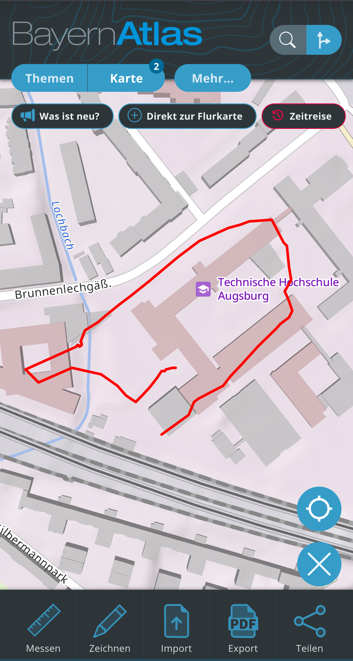 Aufgezeichneter Track beim Campus-Rundgang