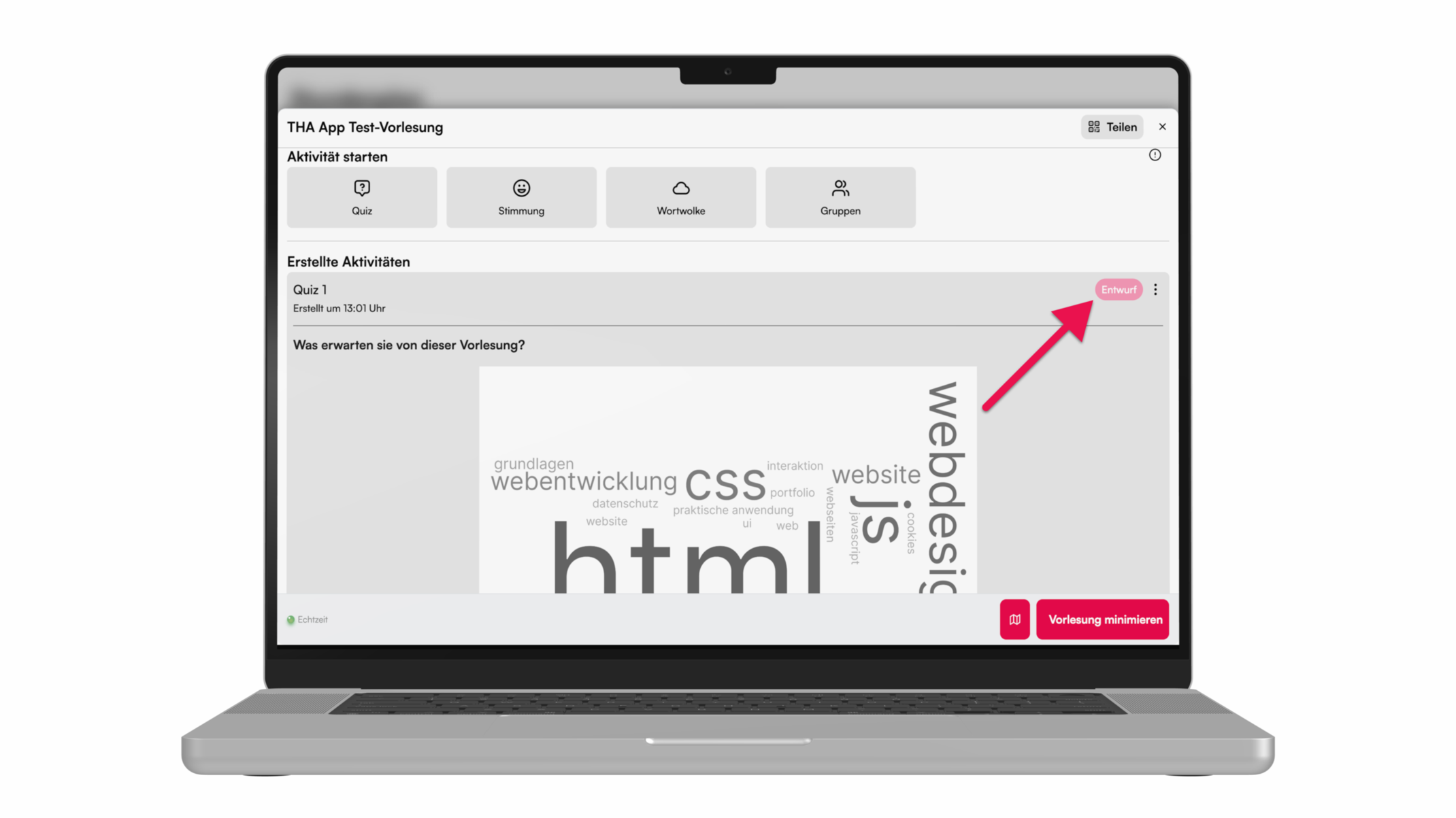 Wortwolke im Entwurf