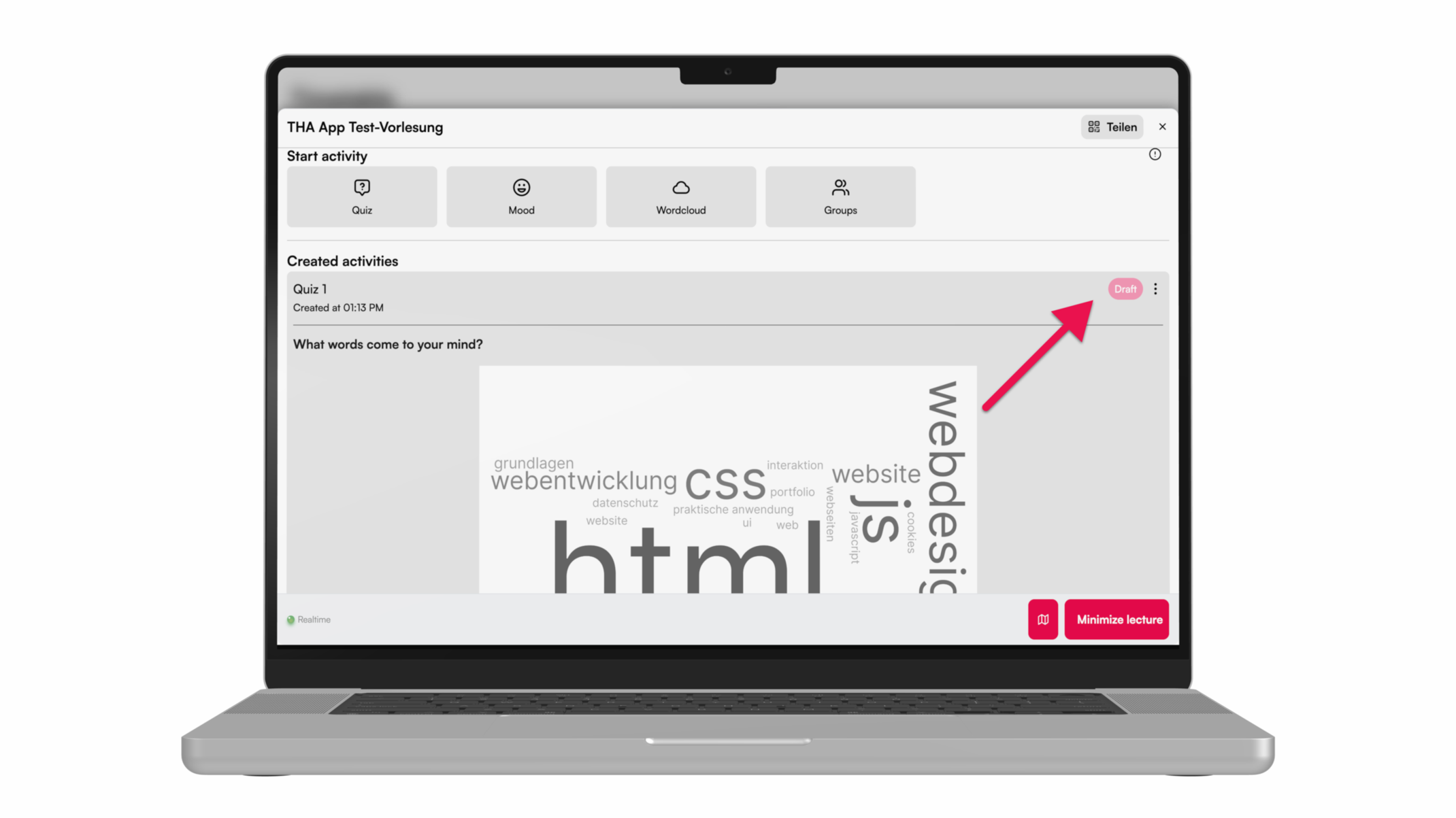Wortwolke im Entwurf