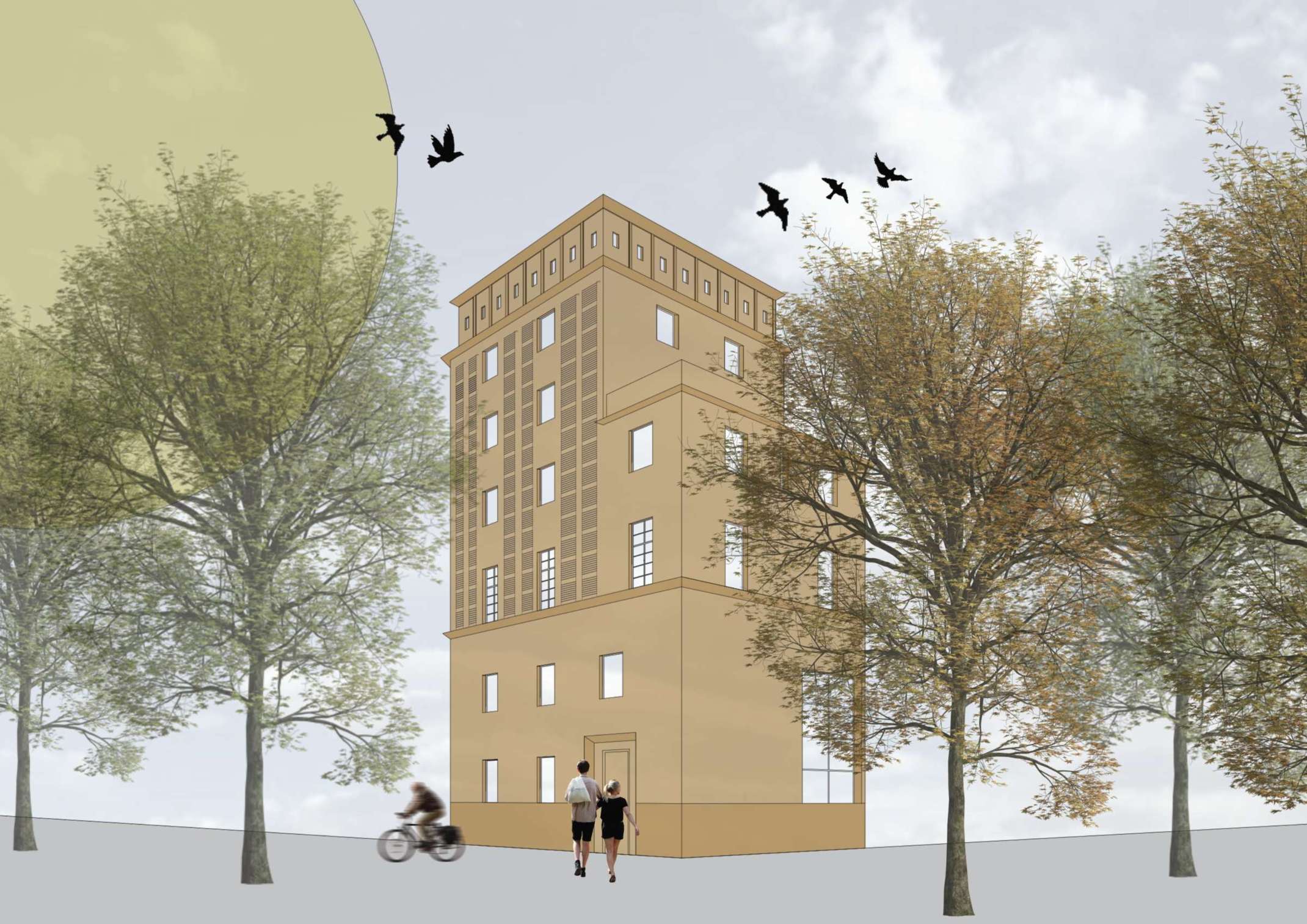 Franziska Aderbauer: Solar-Röhrenkollektoren an denkmalgeschützten Fassaden, Visualisierung