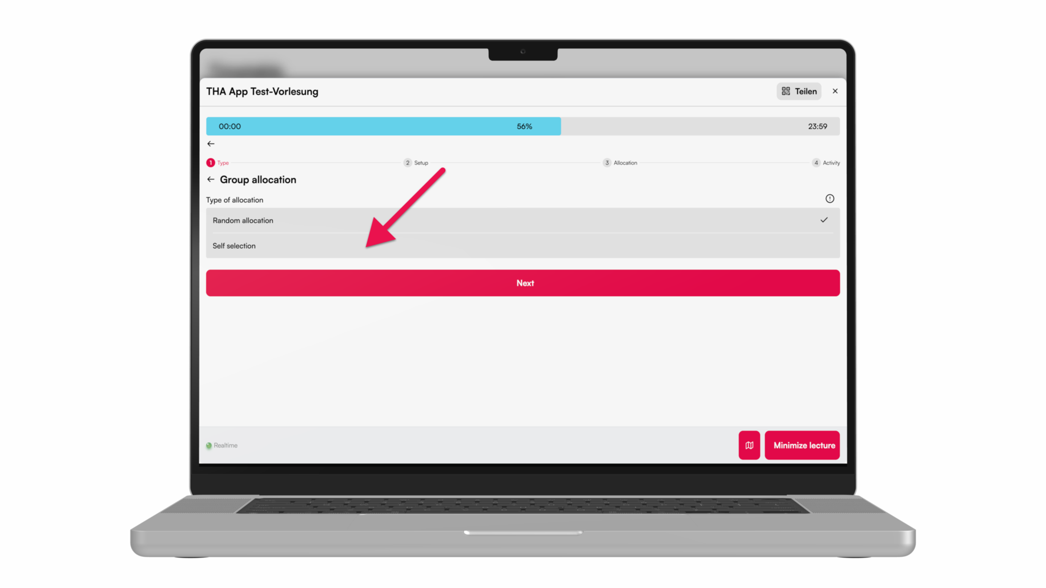 Gruppeneinteilung wählen