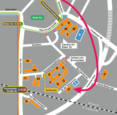 Campusplan mit Fokus auf das W-Gebäude - ZSI