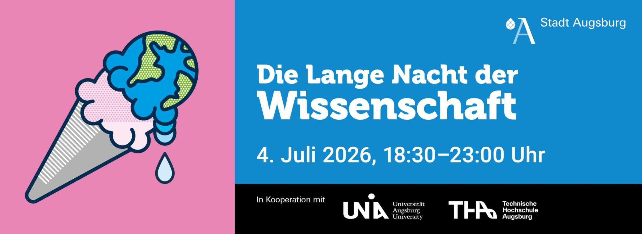 Die Lange Nacht der Wissenschaft. Eis mit Weltkugel die schmilzt.