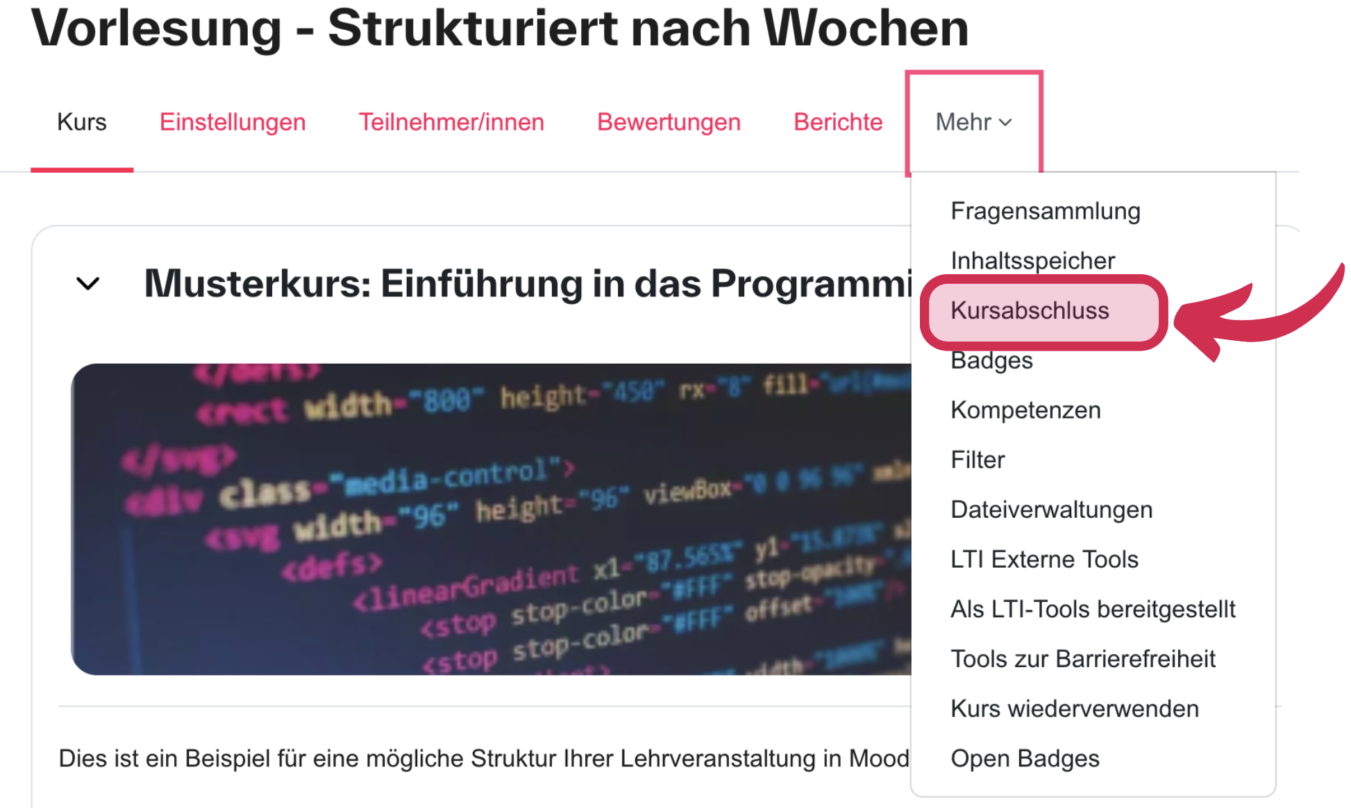 Kursabschluss button
