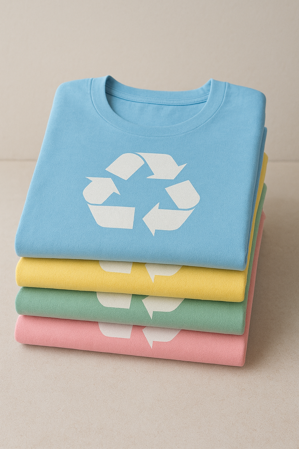 Vier recycelte Shirts in den Farben von CirTex Vier recycelte Shirts in den Farben von CirTex