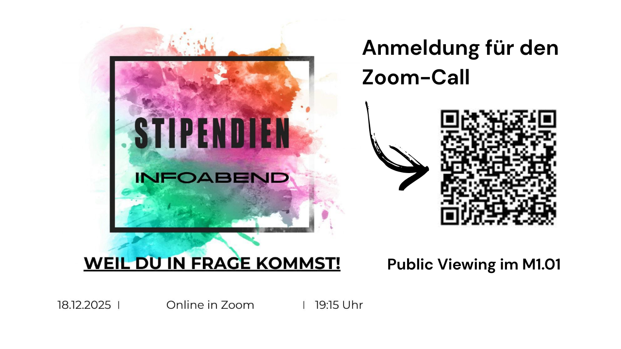 Stipendieninfoabend. QR-Code zum Zoom-Call