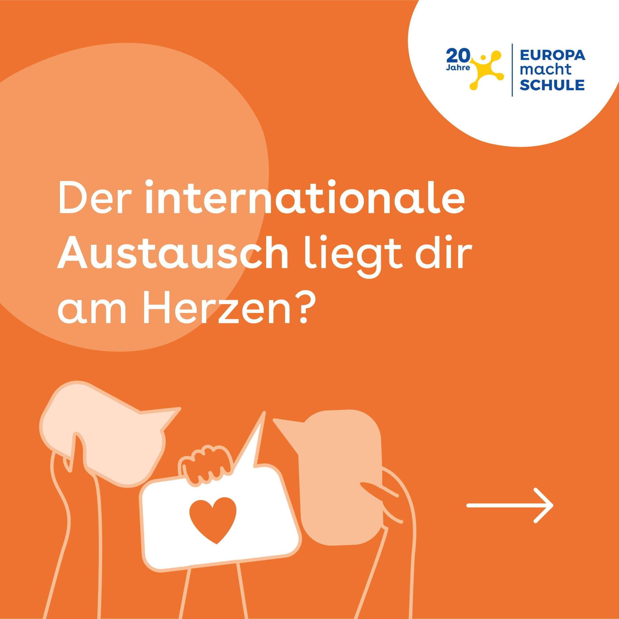 EmS Post mit Aufschrift: Der internationale Austausch liegt dir am Herzen?